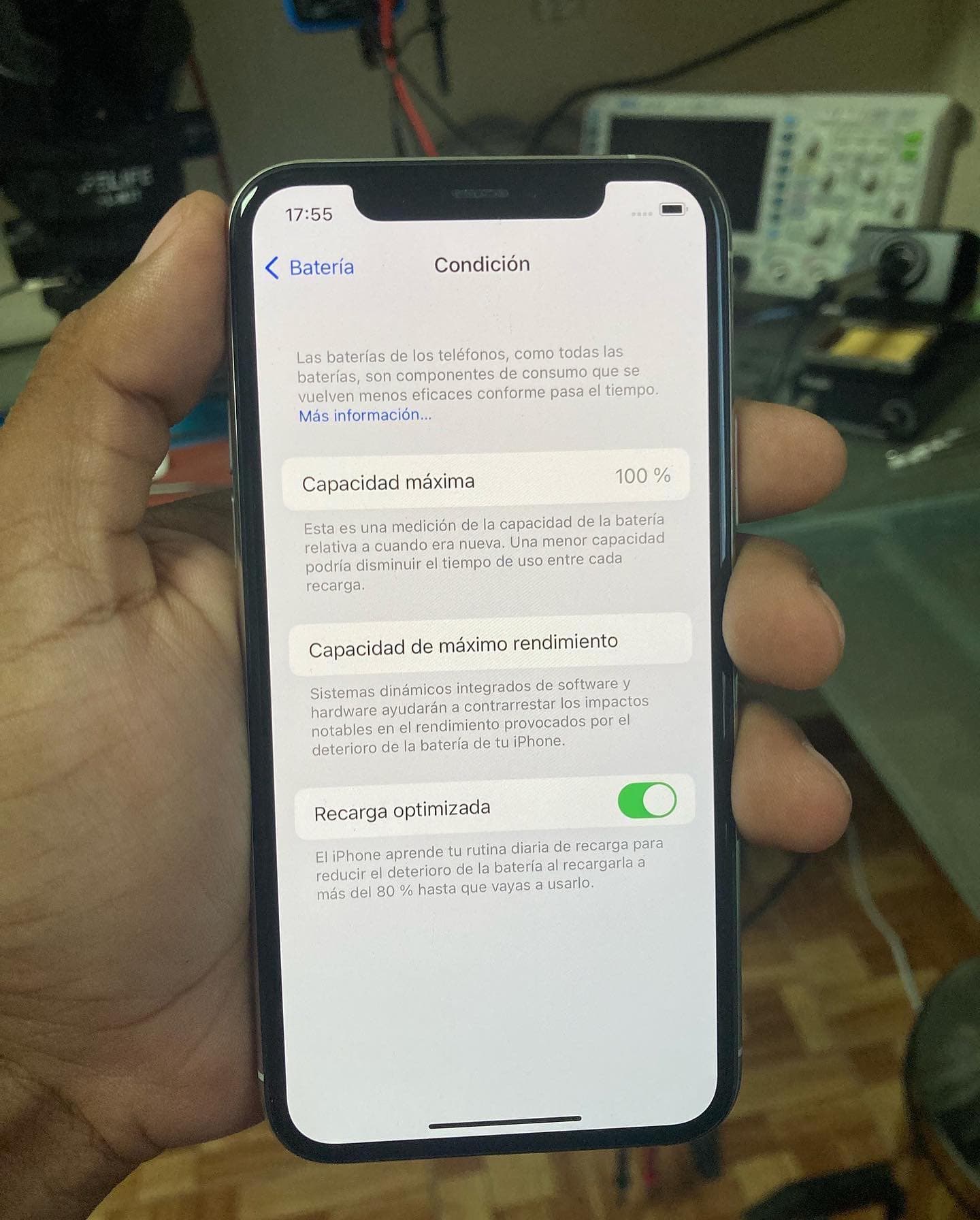 Cambio de batería con condición al 100%